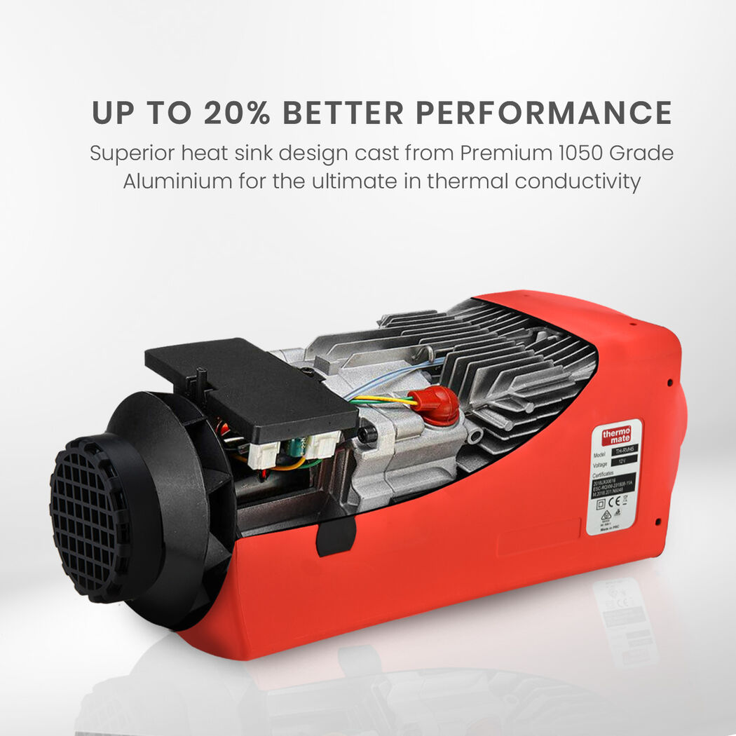 THERMOMATE 12V 5kW Diesel Air Heater for Caravan Camper Trailer Van Motorhome RV, Red