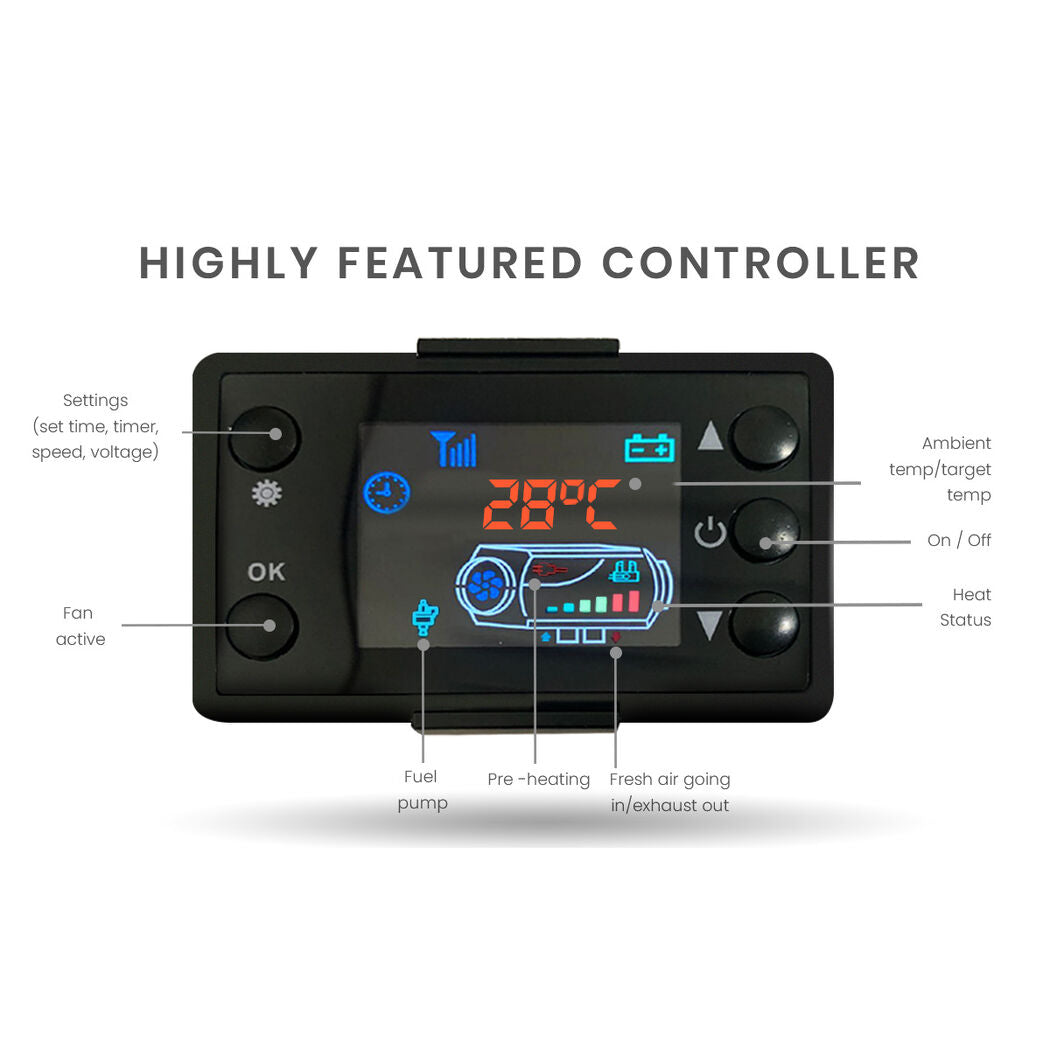 THERMOMATE 12V 5kW Diesel Air Heater for Caravan Camper Trailer Van Motorhome RV, Red