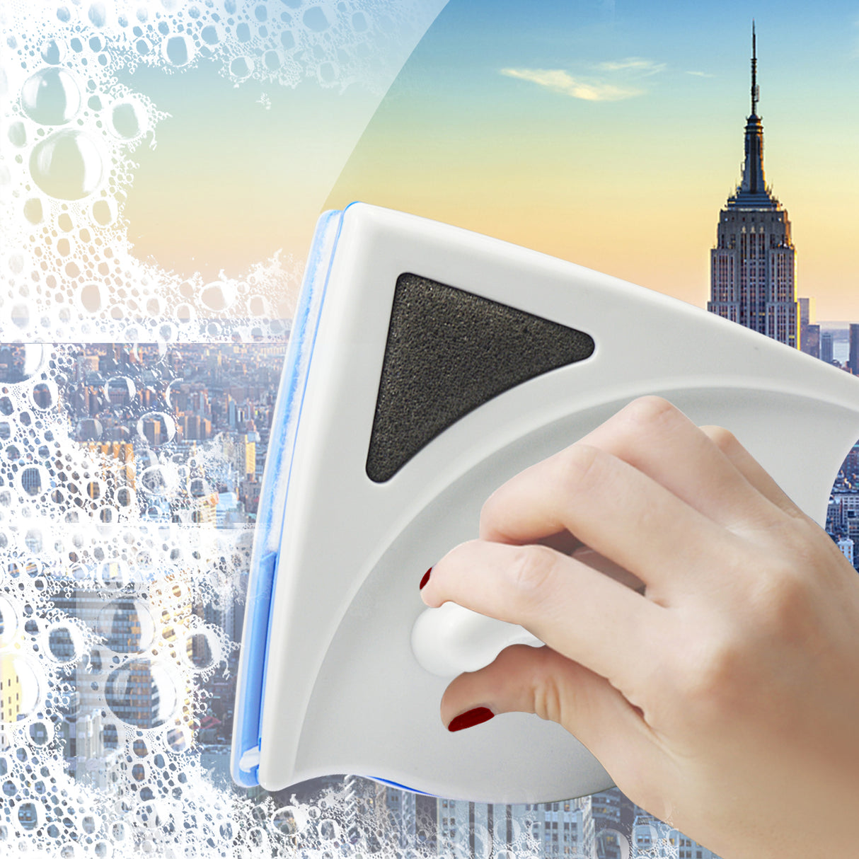 Magnetic Window Double Side Glass Wiper Cleaner Blue