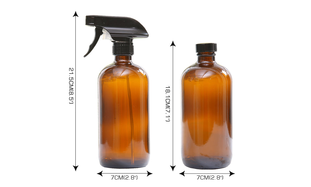 4pcs Amber Glass Spray Bottles Trigger Sprayer 500ml
