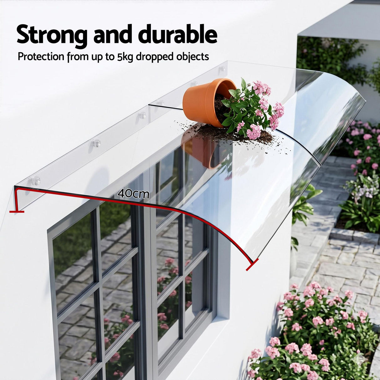 Instahut Window Door Awning 0.4mx2m Transparent