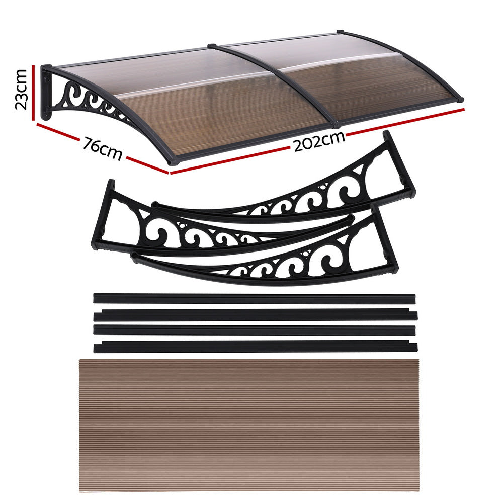 Instahut Window Door Awning 0.8mx2m Brown