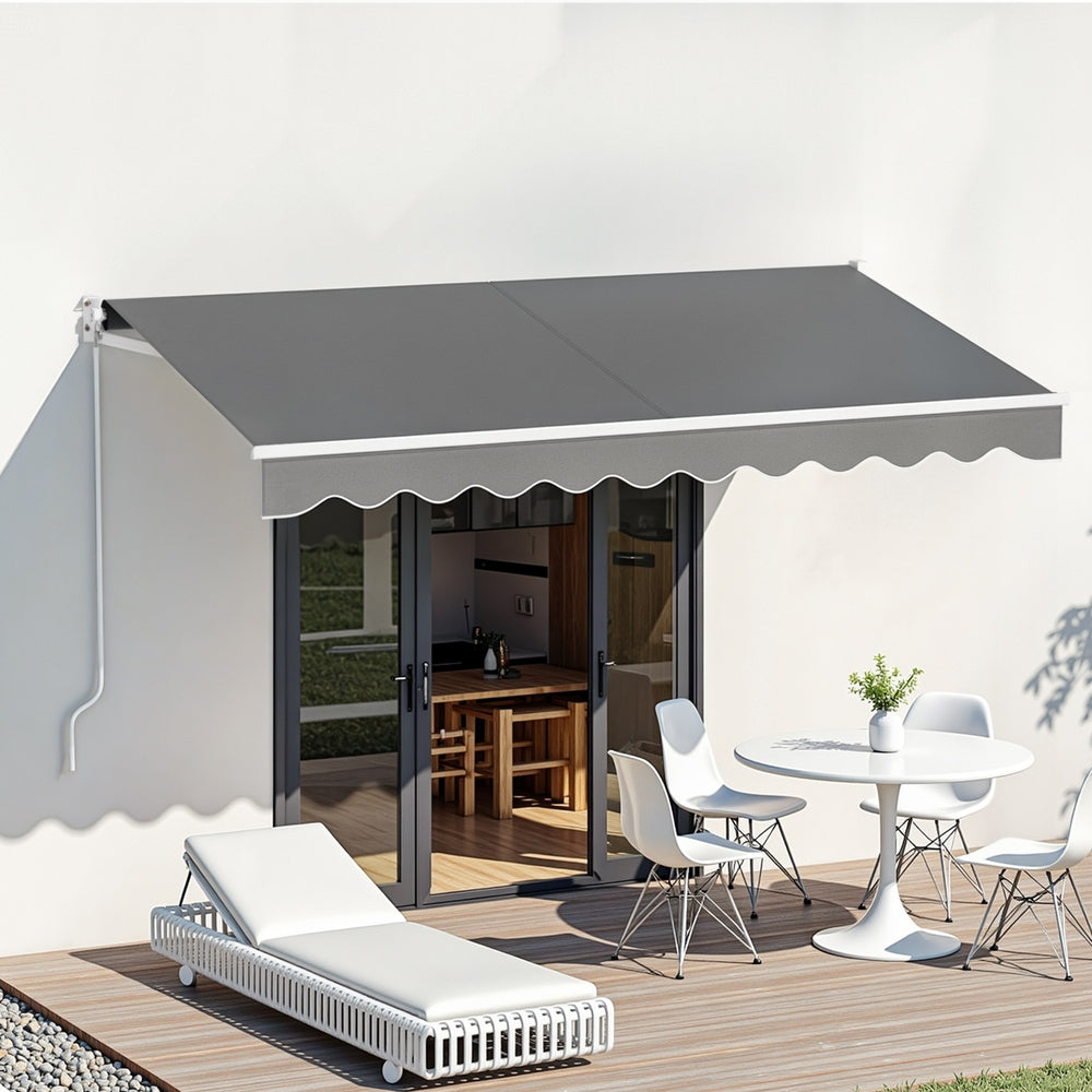 Instahut Retractable Folding Arm Awning Motorised Sunshade 3M X 2M Grey