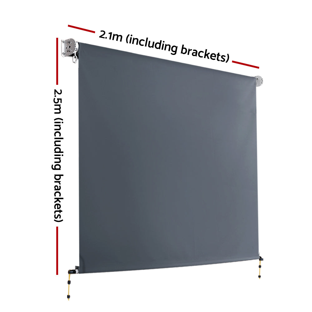 Instahut 2.1X2.5M Outdoor Blinds Awning Roll Down Canopy Retractable Outdoor Blinds Window Shade Gre