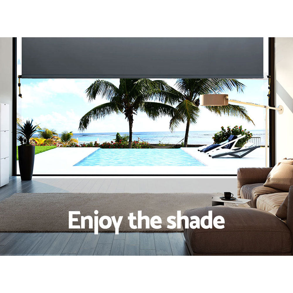 Instahut 2.4X2.5M Outdoor Blinds Awning Roll Down Canopy Retractable Outdoor Blinds Window Shade Gre