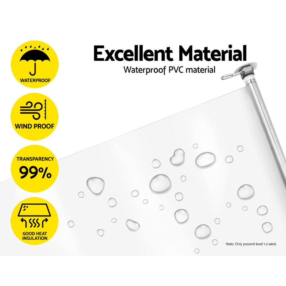 Instahut 1.2X2.4M Outdoor Blinds Clear Roll Down Awning Retractable Outdoor Blinds Water Wind Proof Transparent