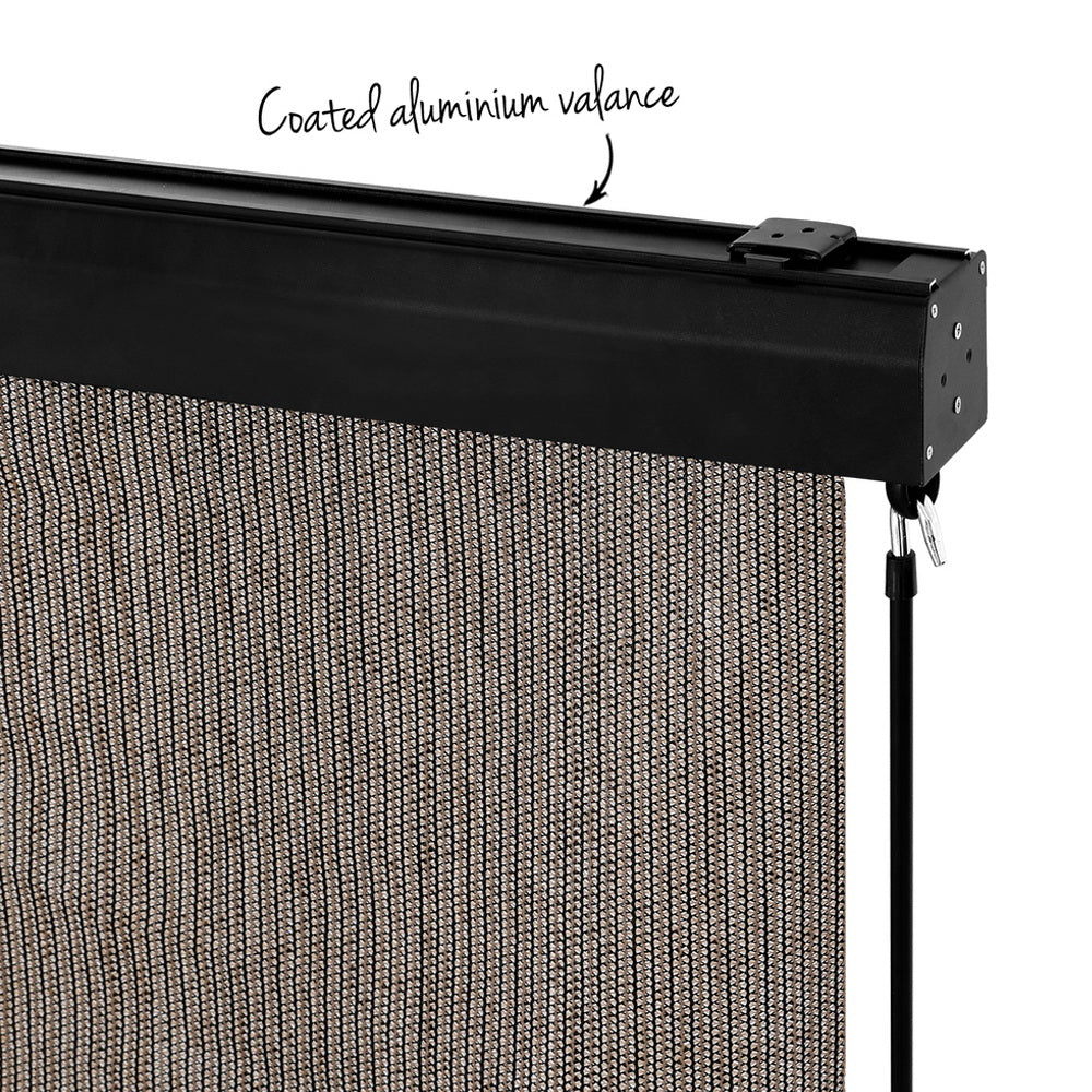 Instahut 2.1X2.5M Outdoor Blinds Awning Roll Down Retractable Knit Fabric Outdoor Blinds Window Shade Brown