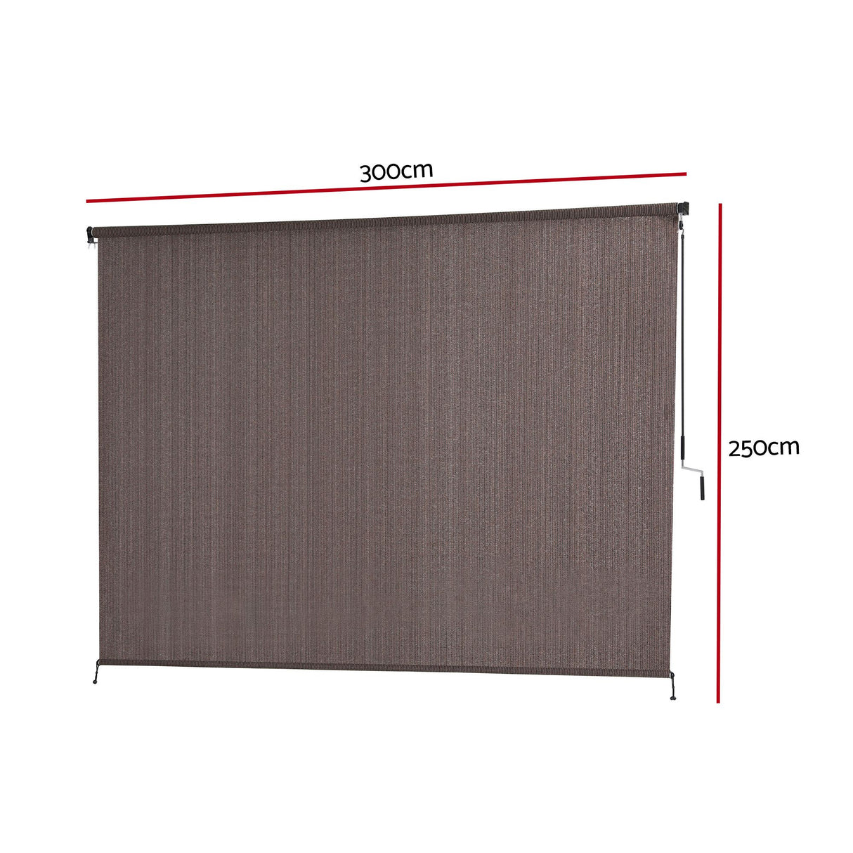 Instahut 3X2.5M Outdoor Blinds Awning Roll Down Retractable Knit Fabric Outdoor Blinds Window Shade Brown