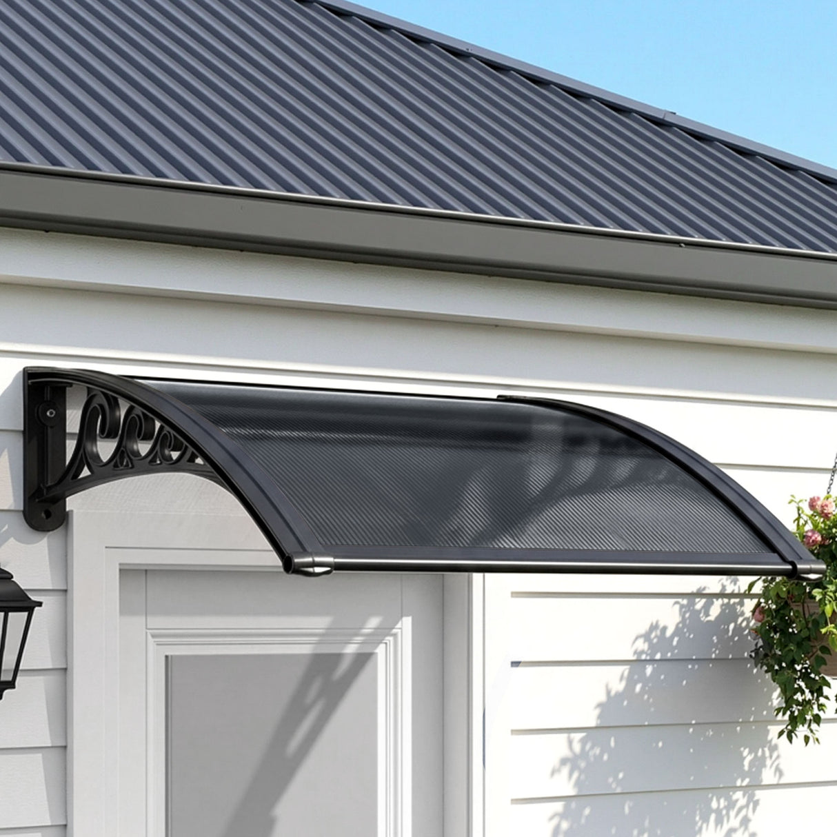 Instahut Window Awning Drainage 0.6mx0.6m Outdoor Grey