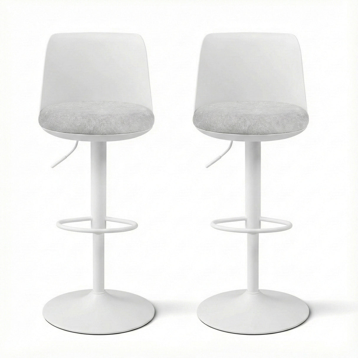 Artiss 2x Bar Stools Kitchen Swivel Gas Lift Counter Dining Chair Curved White