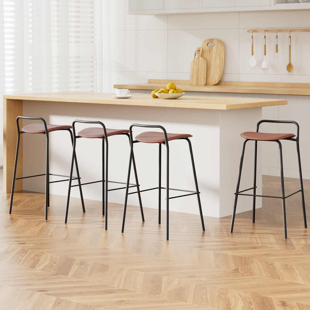 4x Artiss Bar Stools Kitchen Counter Dining Chair Metal Brown