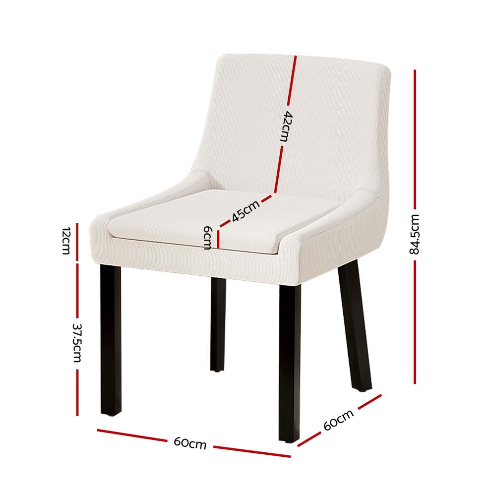 Artiss Dining Chairs Set of 4 Corduroy Wooden Beige