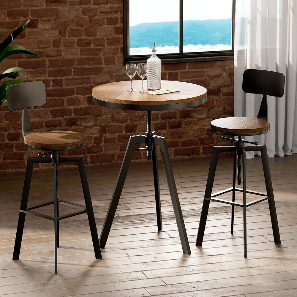 Artiss Bar Table and Stools Set Dining Desk Industrial Kitchen Chairs Cafe Pub