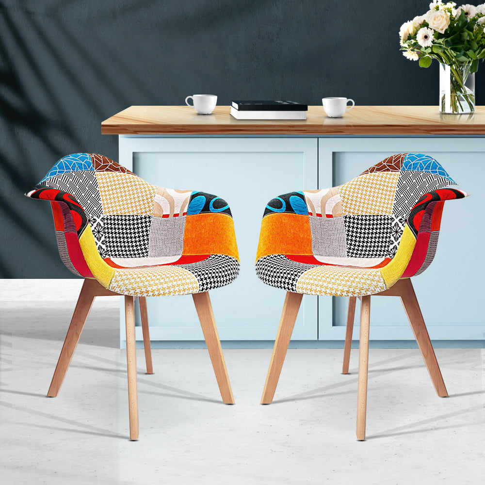 Artiss Dining Chairs Set of 2 Fabric Retro Replica DSW