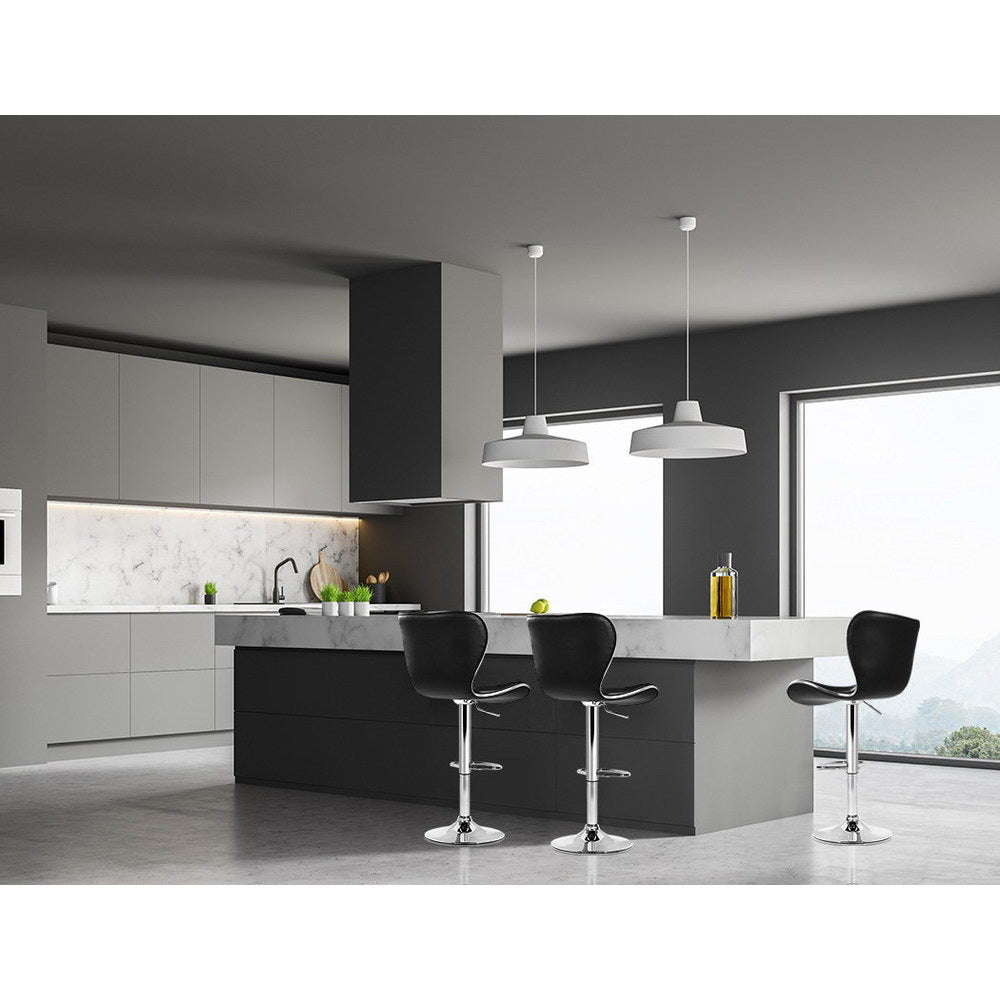 Artiss 4x Bar Stools Gas Lift Leather Seat Black