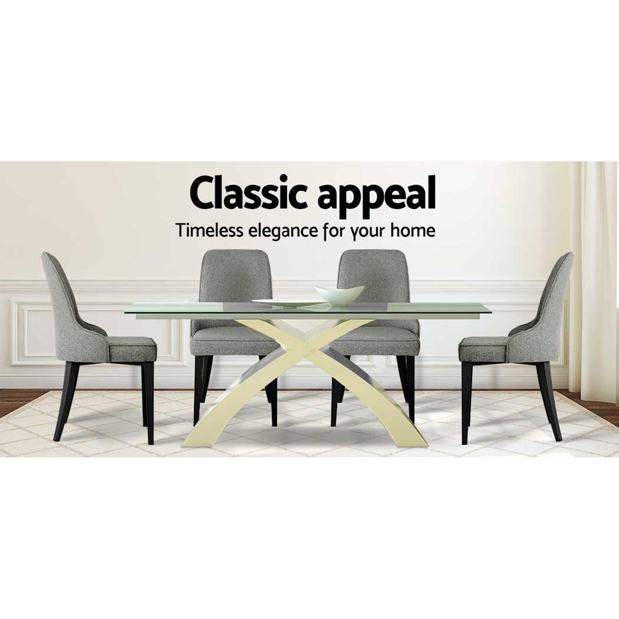 Artiss Dining Chairs Set of 4 Linen Fabric Grey