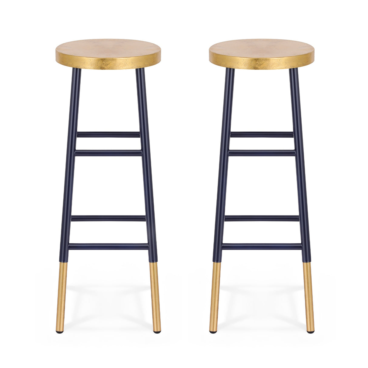 Artiss 2x Bar Stools Metal Gold Navy