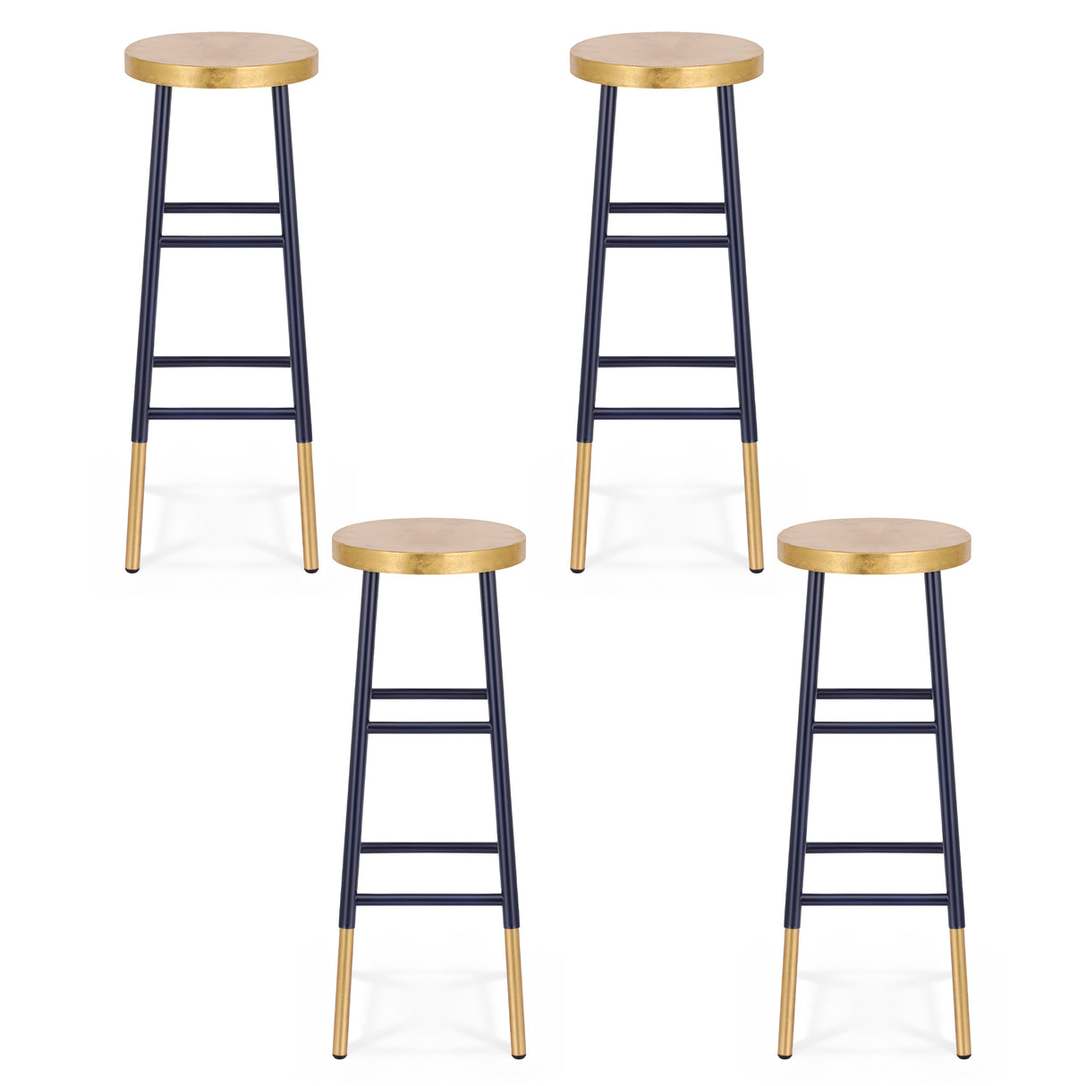 Artiss 4x Bar Stools Metal Gold Navy