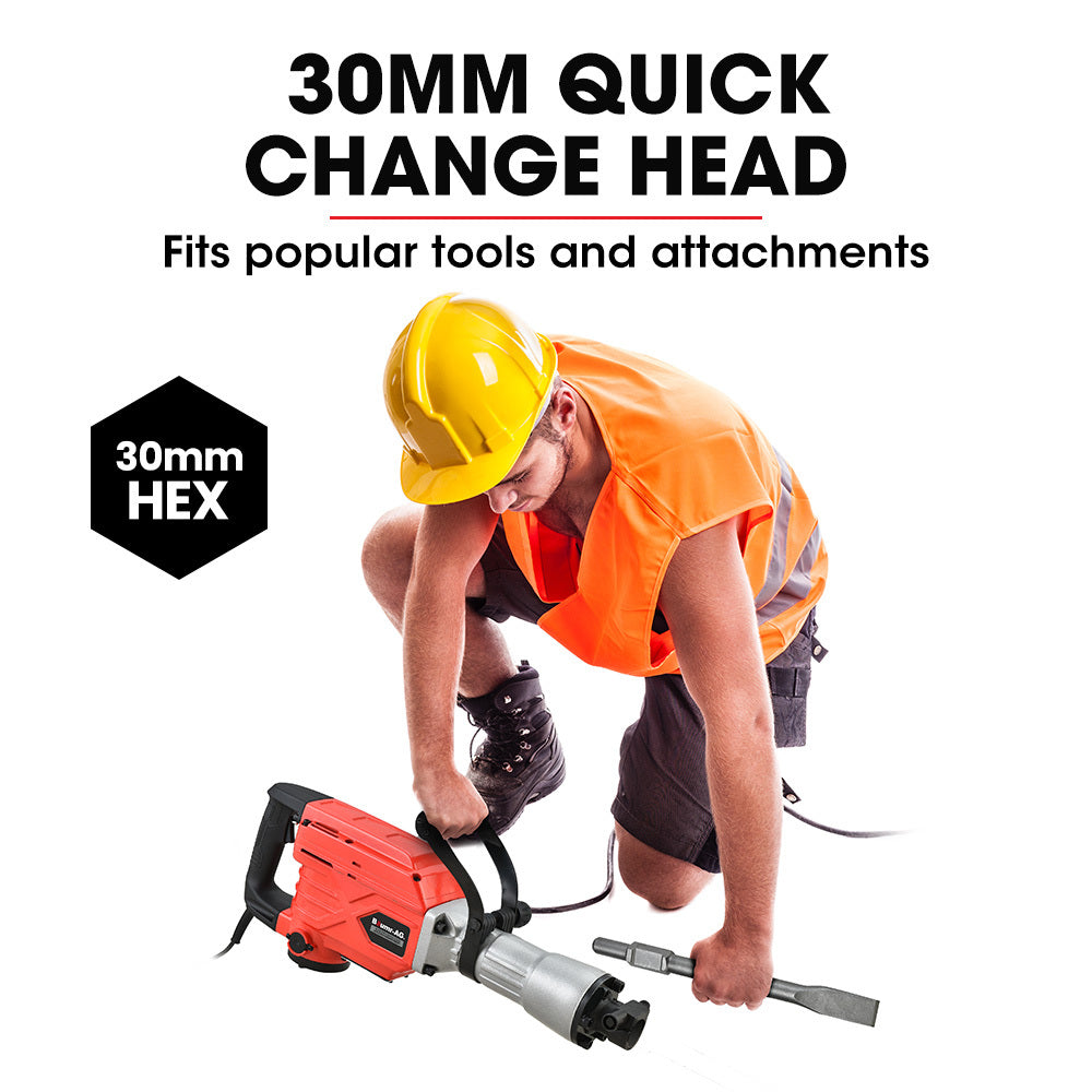 Baumr-AG 2300W Pro-Grade Electric Demolition Jackhammer, with 2 Bonus Chisels, Carry Case