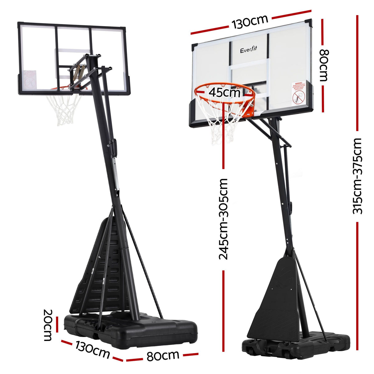 Everfit 3.05M Basketball Hoop Stand System Portable Height Adjustable Net Ring
