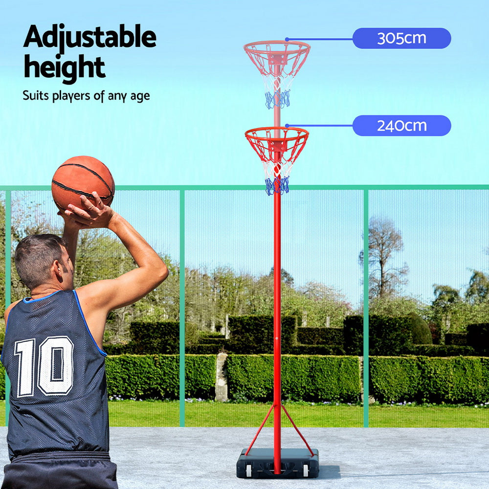 Everfit Adjustable 3.05M Netball and Basketball Stand System with Durable Steel Frame