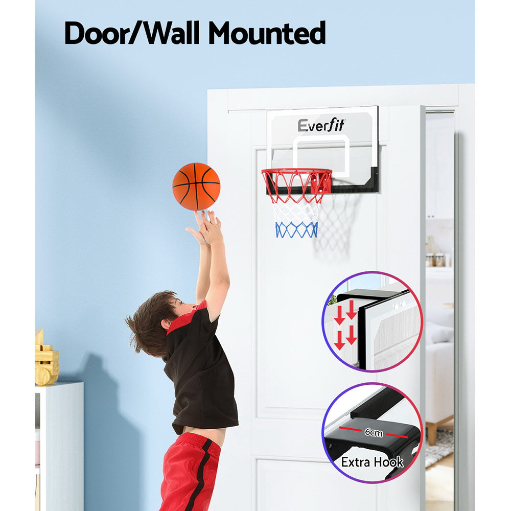 Everfit 23 Mini Basketball Hoop Backboard Door Wall Mounted Sports Kids Black