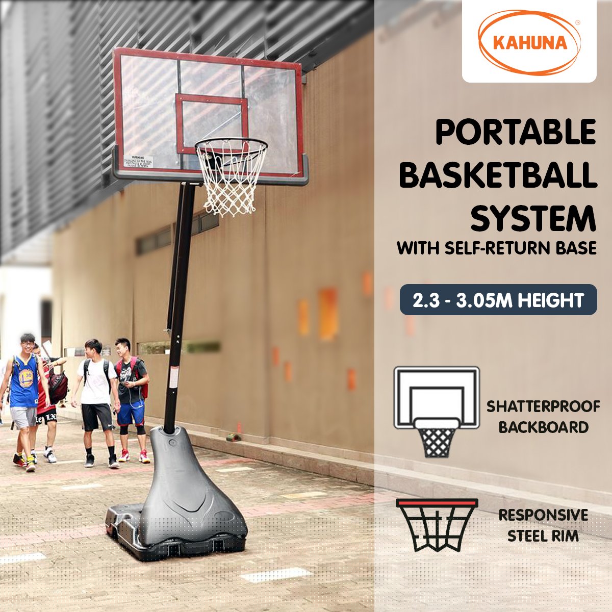 Kahuna Portable Basketball Ring Stand w/ Adjustable Height Ball Holder