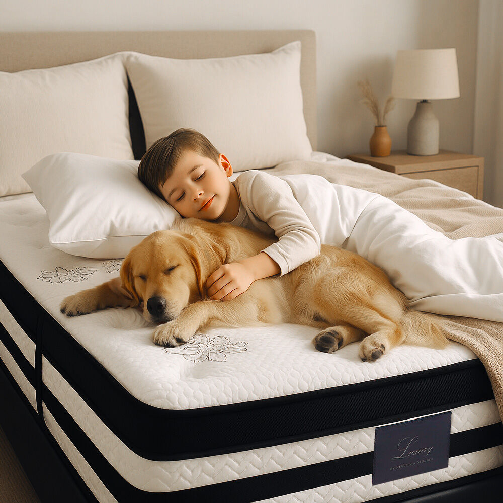 KINGSTON SLUMBER Luxury 34cm King Single Mattress, Medium Firm, Euro Top, 5-Zone Pocket Spring Foam