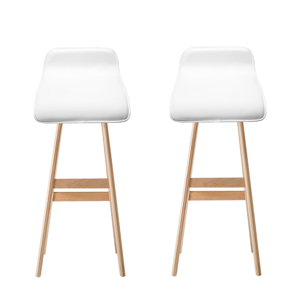 Artiss 2x Bar Stools Wooden Stool White