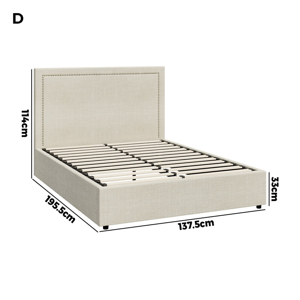 Oikiture Bed Frame Double Size Gas Lift Base Storage ADI
