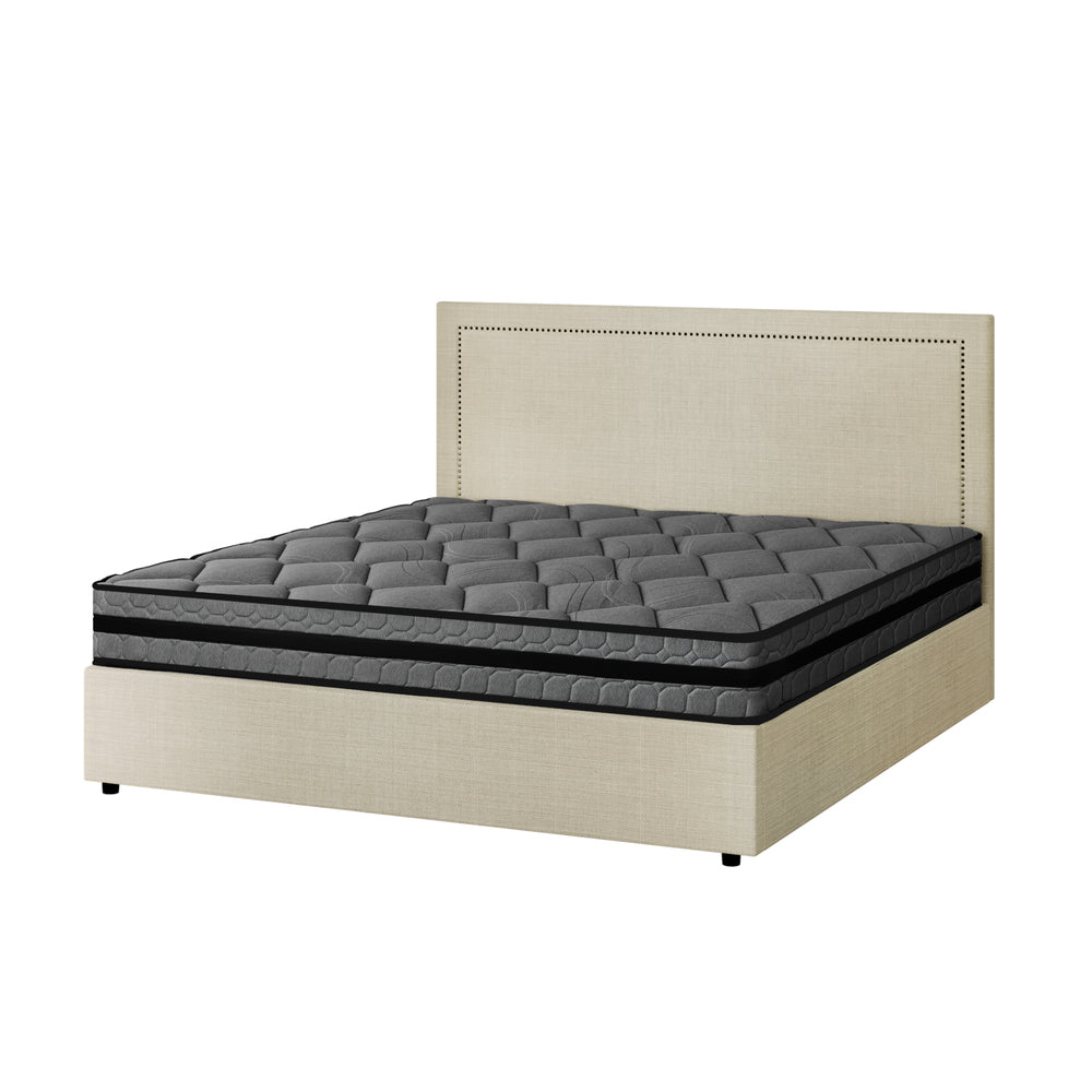 Oikiture Bed Frame With Mattress Set Queen Size Gas Lift Storage ADI