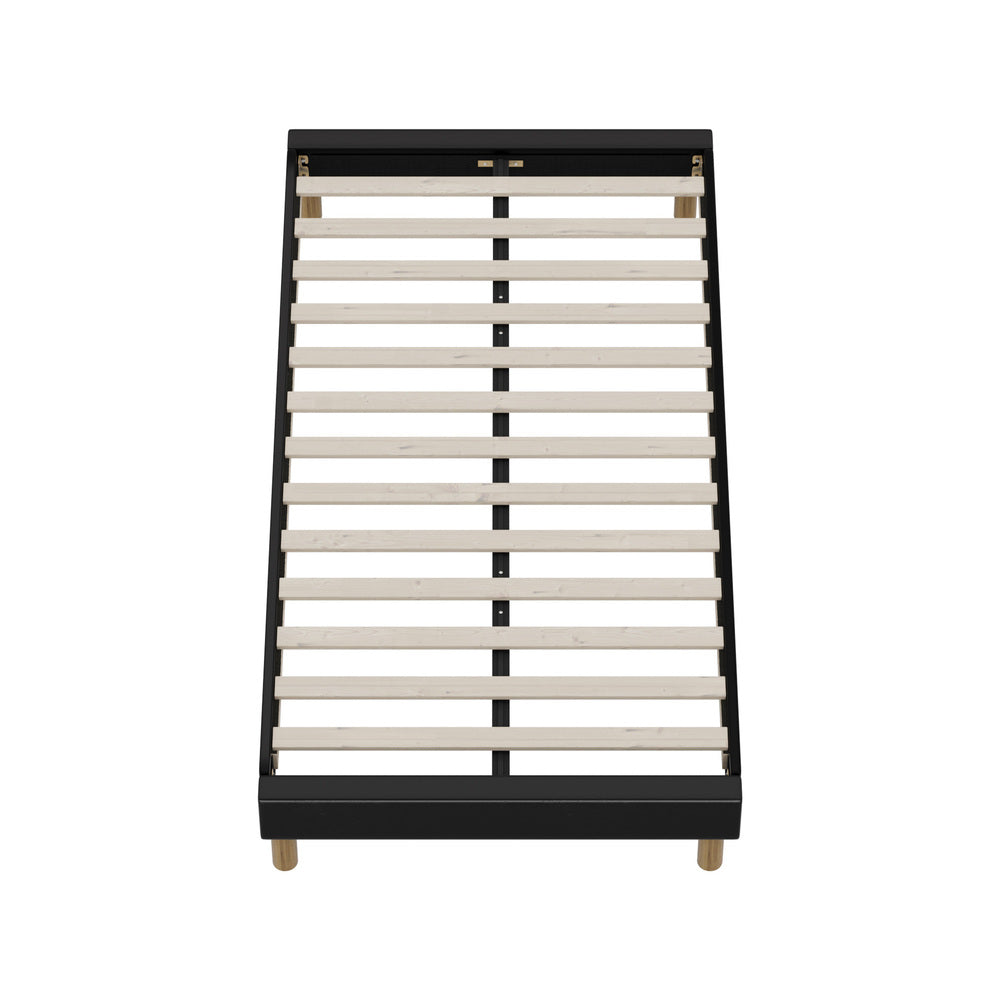 Oikiture Bed Frame King Single Bed Base Black Leather