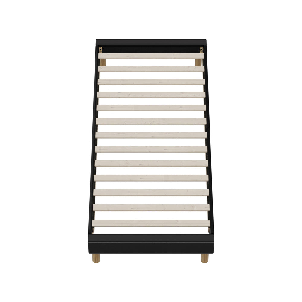 Oikiture Bed Frame Single Size Bed Base Black Leather