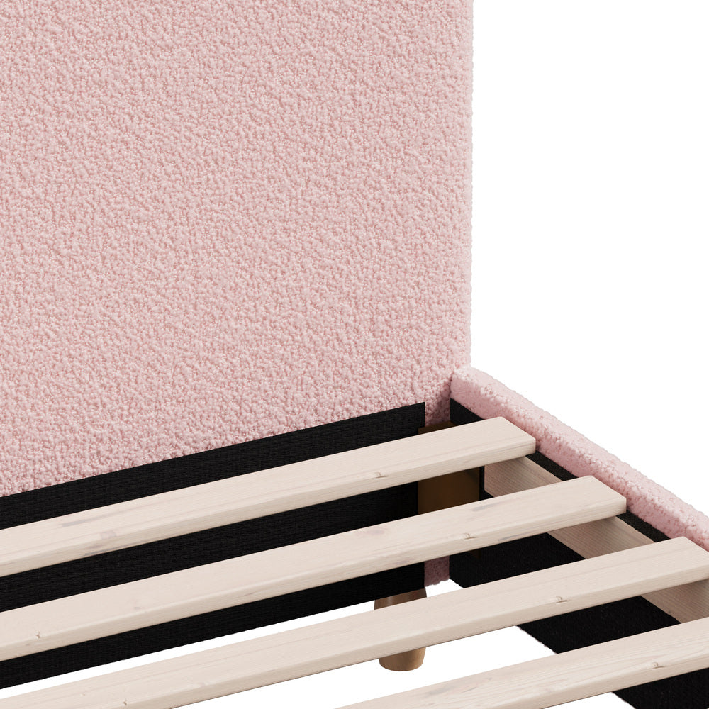 Oikiture Bed Frame King Single Size Pink Boucle Cloud Shape
