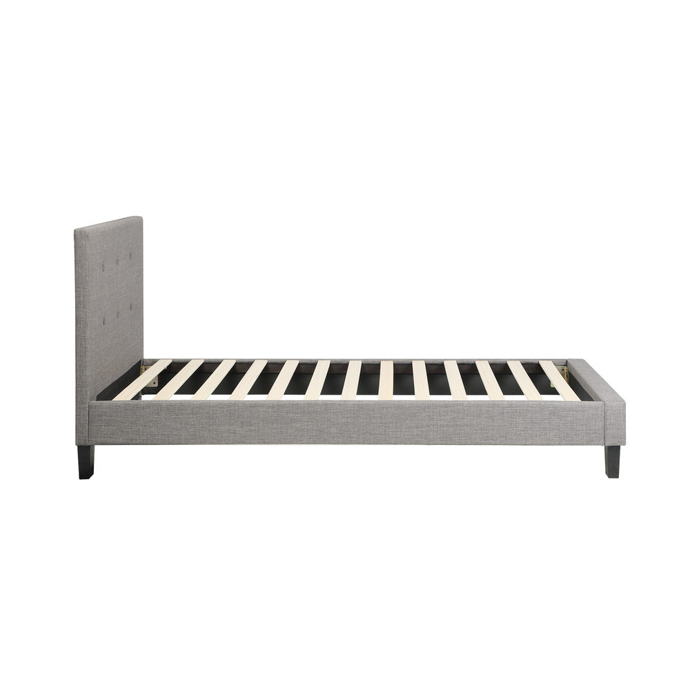 Oikiture Bed Frame Single Size Wooden Fabric Grey