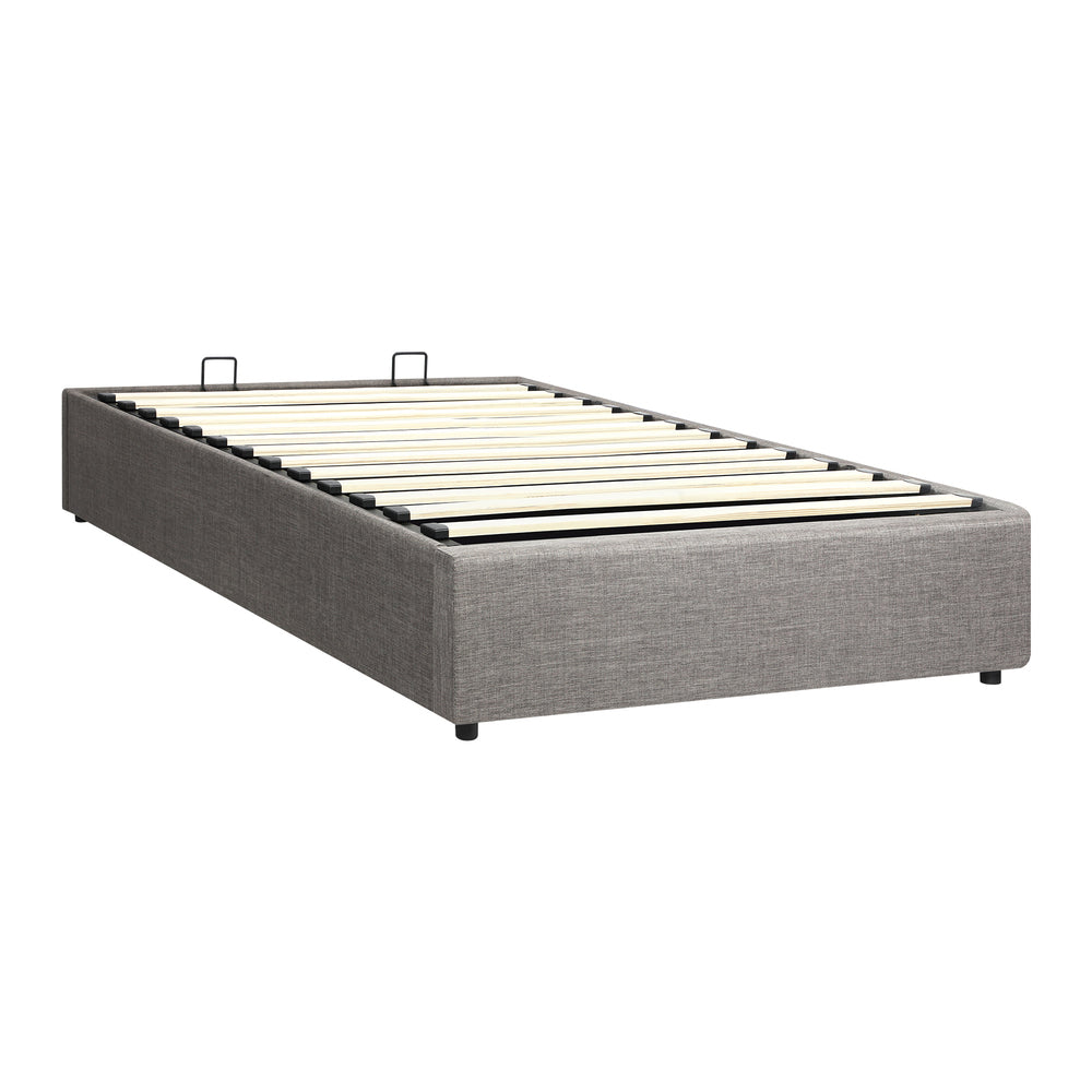 Oikiture Bed Frame Single Size Gas Lift Base With Storage