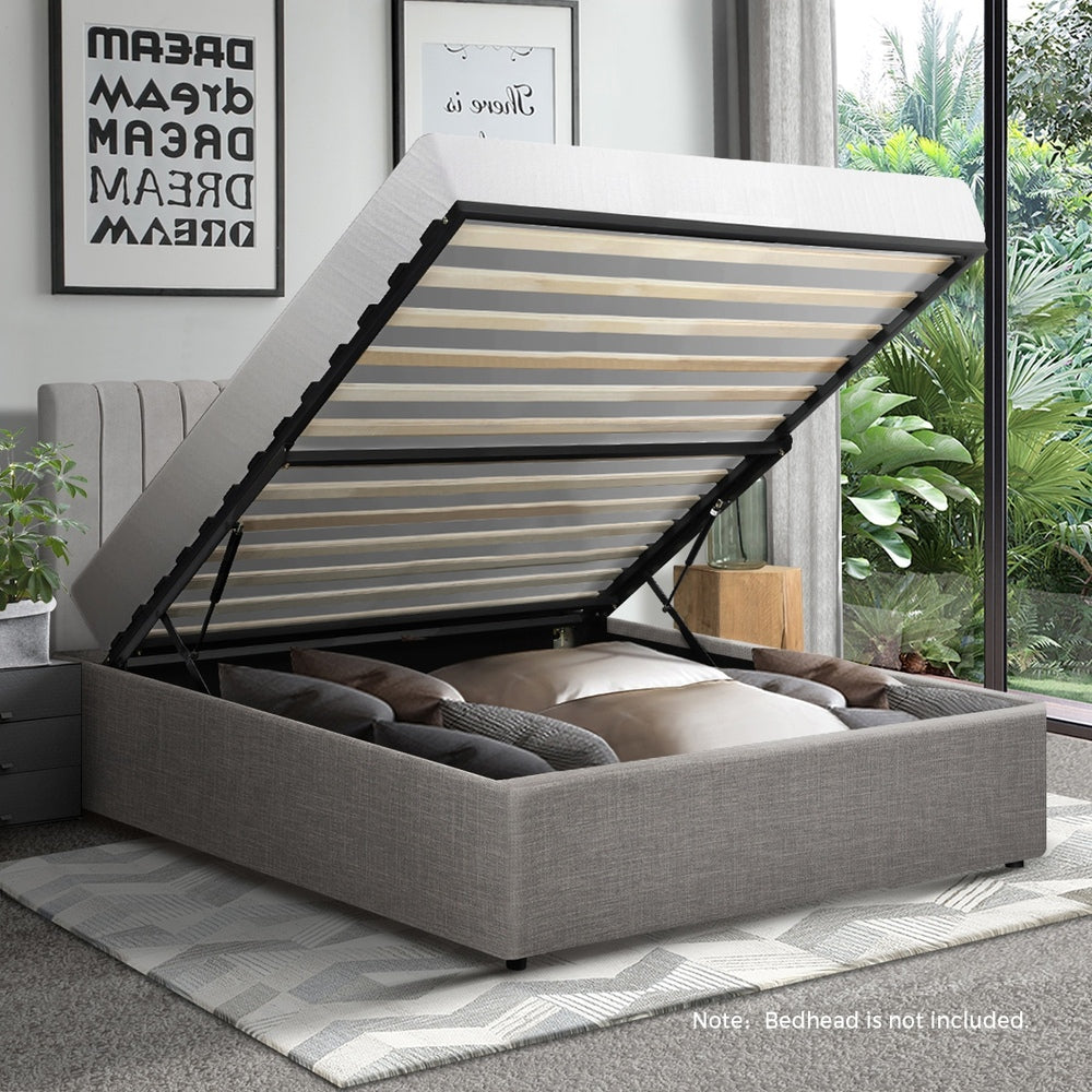 Oikiture Bed Frame Single Size Gas Lift Base With Storage