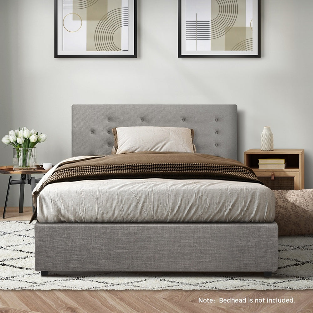 Oikiture Bed Frame Single Size Gas Lift Base With Storage