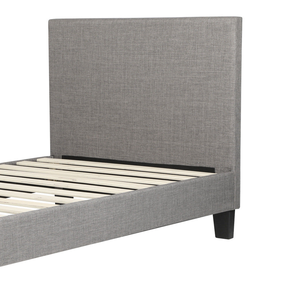 Oikiture Bed Frame Single Size Wooden Slats Grey Fabric