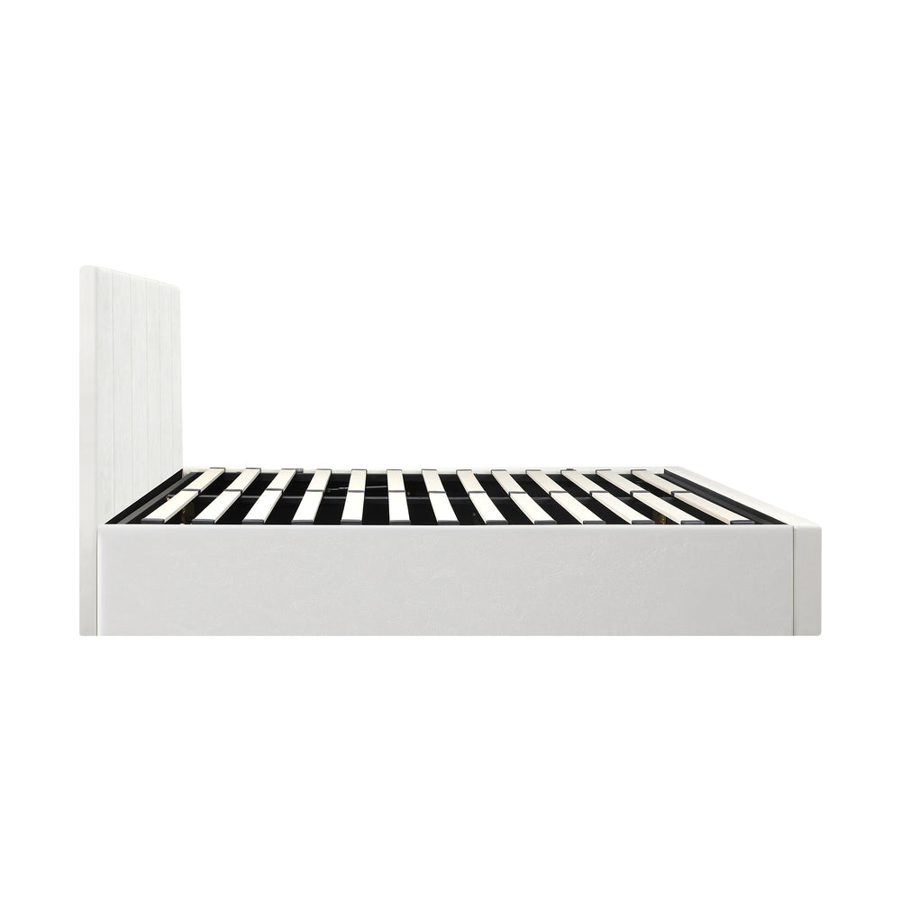 Oikiture Bed Frame Queen Size Gas Lift Base PU Leather ZOE