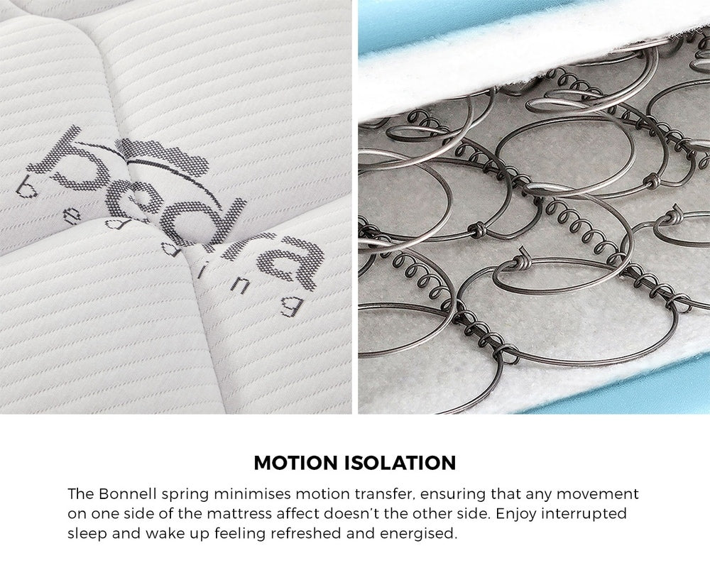 Oikiture Bed Frame with Mattress Single Size White Boucle