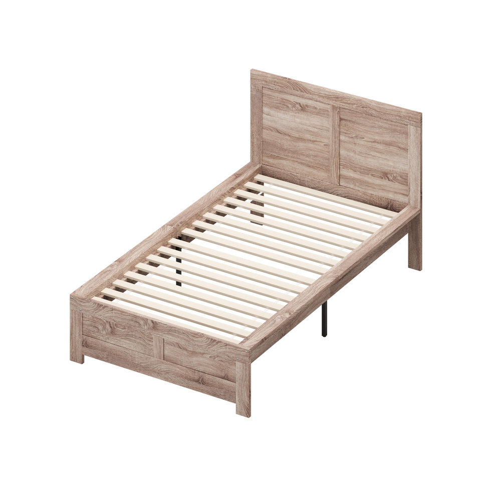 Oikiture Wooden Bed Frame King Single Contemporary Light Oak