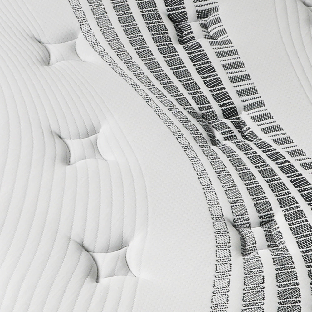 Oikiture Bed Frame with Queen Size Mattress Set Grey Fabric