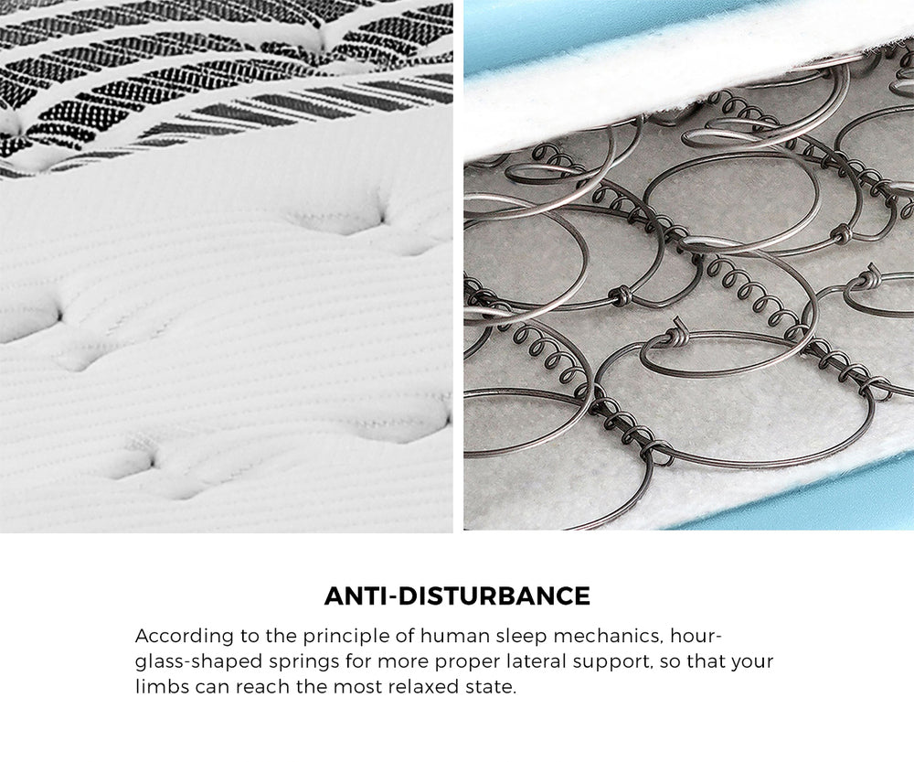 Oikiture Bed Frame with Queen Size Mattress Set Boucle Fabric White