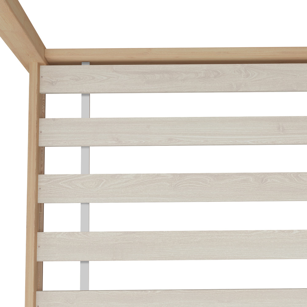 Oikiture Kids Bed Frame With Single Mattress Set House Style Wooden