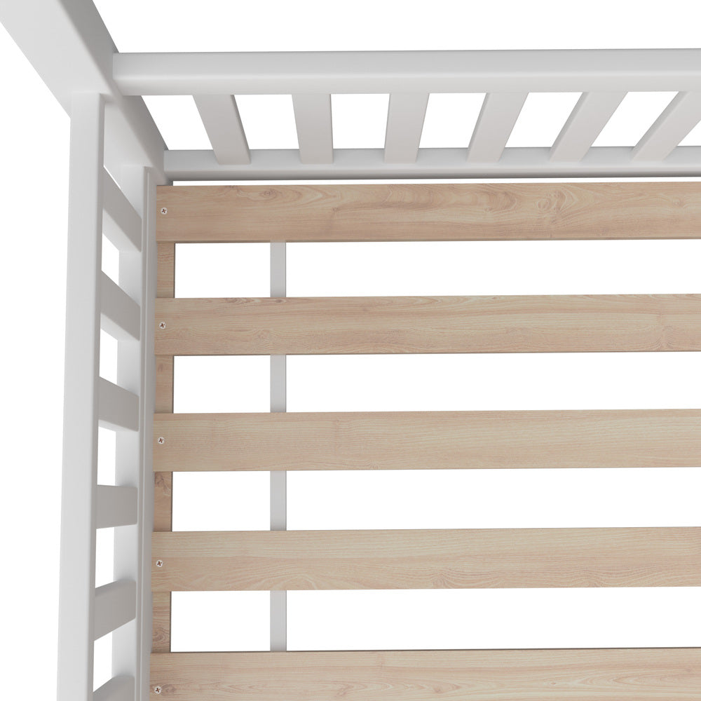 Oikiture Kids Bed Frame With Single Mattress House Frame White