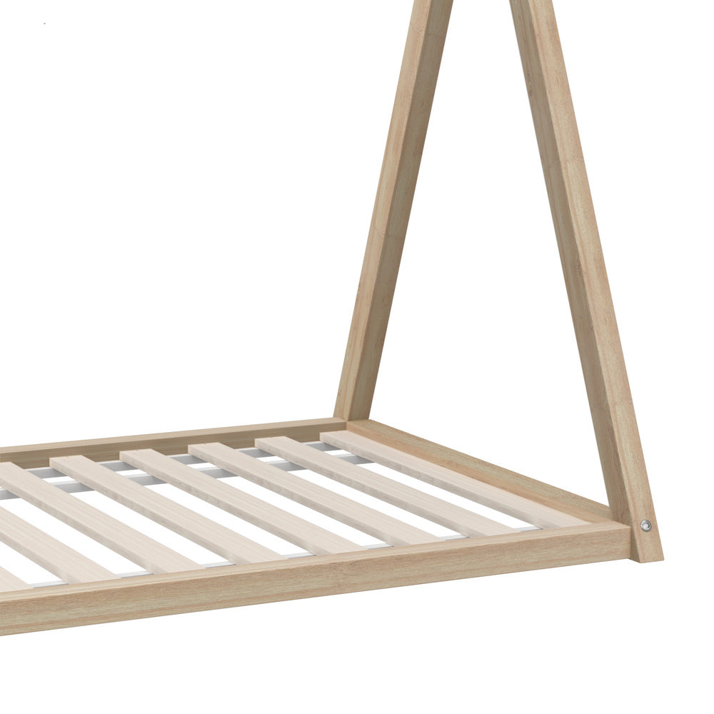 Oikiture Kids Bed Frame With Single Mattress Set Teepee House Style