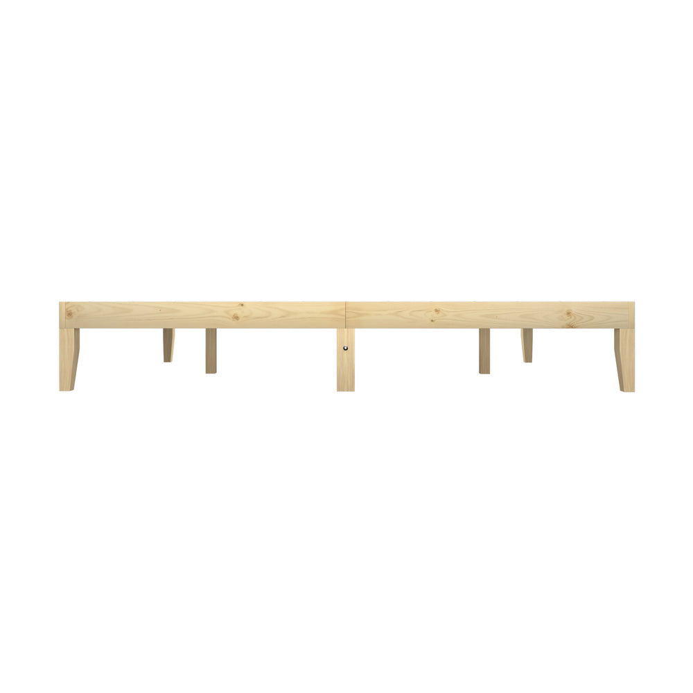 Oikiture Bed Frame Double Size Pine Wood Bed Base