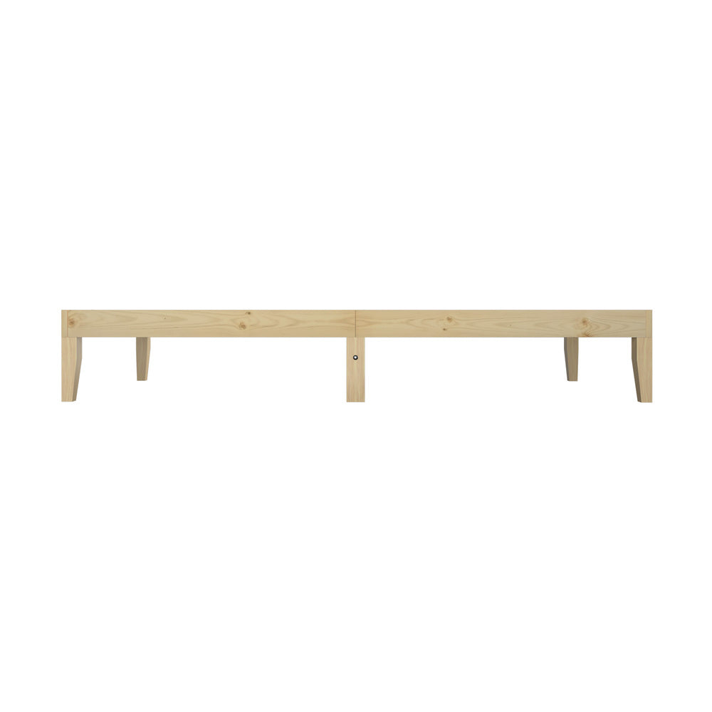 Oikiture Bed Frame Single Size Pine Wood Bed Base