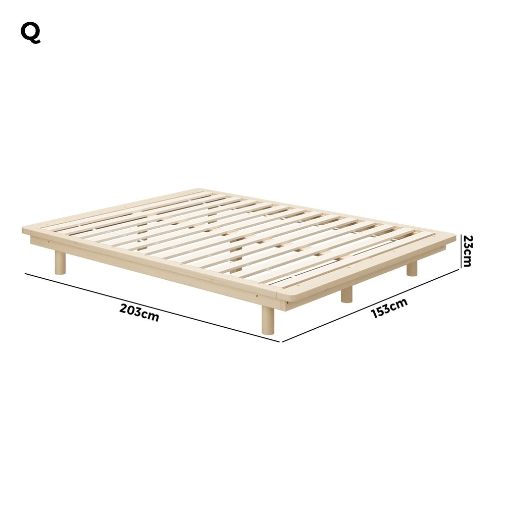 Oikiture Bed Frame Queen Size Wooden Bed Base Timber Platform